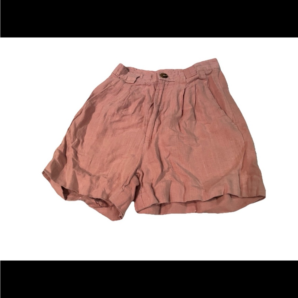 American Apparel Dusty Rose High-Waist Linen-Look Shorts